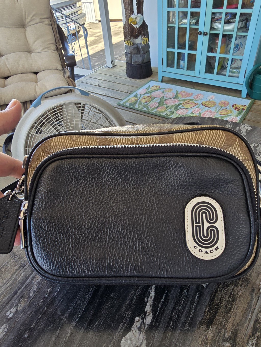Coach Euc Signature Coated Canvas & Leather Crossbody No.1695 Tan/Brown 9.25x6